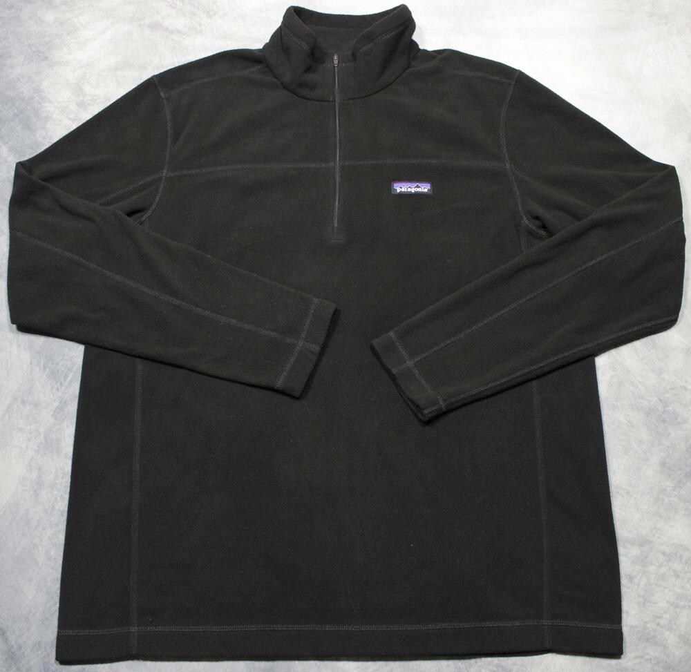 Patagonia Pullover Mens Large Black 1/4 Zip Fleece Lightweight Top Outdoor Layer